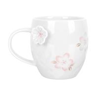 Mug en Céramique à Fleurs en Relief Blanc pour Café et Petit-déjeuner | Surface Lisse, Grosse Ouverture, Isolation Thermique, Anti-brûlure, Style Créatif, Finition Soignée
