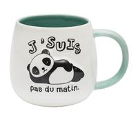 Mug en céramique à relief BREAKFAST 40 cl modèle "J'suis pas du matin" bleu