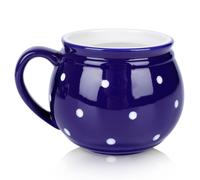 Tasse en céramique bleue à pois - ORION - 200 ml - 10,5 x 8 x 7 cm - Bleu à pois blancs - Design classique