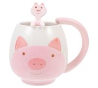 Mug en Céramique Rose avec Cuillère, Tasse Créative pour Usage Quotidien | Design Unique et Charmant, Facile à Nettoyer, Pratique pour Café, Thé, Lait, Service Quotidien