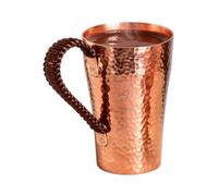 Mug En Cuivre Tasse À Café Martelée De 400 ml Avec Une Poignée De Rotin | Mug Pour Boisson En Cuivre Martelé Pour Maison Cuisine Salle À Manger Bureau Chambre Appartement Dortoir Réunion