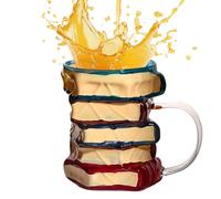Mug en forme de livre peint - 445 ml - Résistant à la chaleur - Verre teinté - Pour femme, homme, lecteur, écrivain, bibliothécaire, maison, bureau, école, thé chaud froid, lait et eau