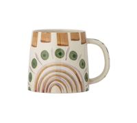 Mug en grès multicolore, à motifs, peint à la main - Bloomingville, Shama - 15x15x11 cm