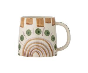 Mug en grès multicolore, à motifs, peint à la main - Bloomingville, Shama - 15x15x11 cm