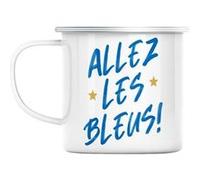Mug en métal émaillé Allez les bleus ! sport foot Blanc G