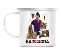Mug en métal émaillé Barcelona collage ville carte Blanc G