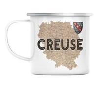 Mug en métal émaillé Creuse 23 departement carte Blanc G