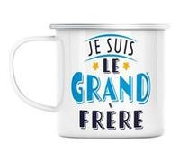Mug en métal émaillé Je suis le grand frère - Blanc G