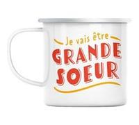 Mug en métal émaillé Je vais être grande soeur Blanc G