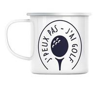 Mug en métal émaillé J'peux pas j'ai golf golfeur Blanc G