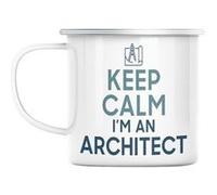 Mug en métal émaillé Keep calm i'm an architect Blanc G