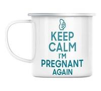 Mug en métal émaillé Keep calm i'm pregnant again Blanc G