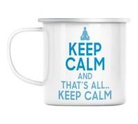 Mug en métal émaillé Keep calm meditation parodie Blanc G