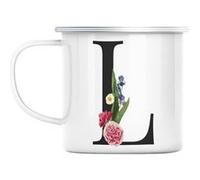 Mug en métal émaillé L léa louna lara lettre Blanc G