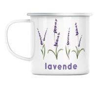 Mug en métal émaillé Lavende provence fleurs Blanc G