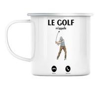 Mug en métal émaillé Le golf m'appelle loisir Blanc G