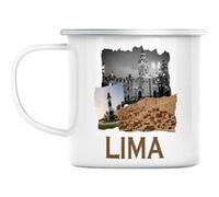 Mug en métal émaillé Lima collage pérou carte Blanc G