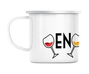 Mug en métal émaillé Oenophile amateur de vin Blanc G