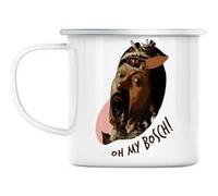 Mug en métal émaillé Oh my bosch jeu de mot humour Blanc G