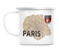 Mug en métal émaillé Paris 75 departement carte Blanc G