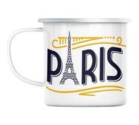 Mug en métal émaillé Paris france vintage luxe Blanc G