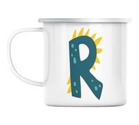 Mug en métal émaillé R roméo rita lettre prénom Blanc G