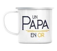 Mug en métal émaillé Un papa en or père amour Blanc G