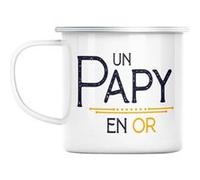 Mug en métal émaillé Un papy en or père amour Blanc G