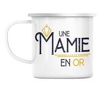 Mug en métal émaillé Une mamie en or grand-mère Blanc G