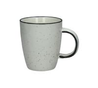 Mug en porcelaine blanche, uni, motif blanc et noir, émaillé, H10 cm, Ø9 cm - Pomax, Basil - Ø9x10 cm