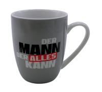 Mug en porcelaine Motif L'homme de tout peut le faire. Dimensions : H x Ø 9,8 x 8,2 cm. Contenance : 250 ml. Passe au lave-vaisselle.