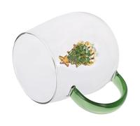 Mug en Verre Sapin de Noël 3d avec Anse, Boissons Chaudes Froides, Ambiance | Figurine Bonhomme Neige, Transparence Élégante, Couleurs Festives, pour Café Thé Vin Jus, Réception Familiale, Emballage