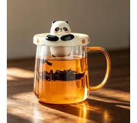 Mug et tasse à thé en verre panda avec infuseur couvercle pour maison
