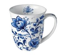 Ambiente Mug fleurs bleues en porcelaine fine 400 ml