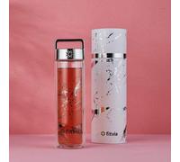 Mug isotherme 380 ml, double paroi en verre, filtre à thé intégré, sac de transport, fonction de maintien au chaud et au frais, couleur argent
