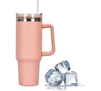 Mug Isotherme,40 OZ Tasse thermos chaude et froide,Verres à Boire Réutilisables,avec manche et paille,pour sports,voyages(rose)