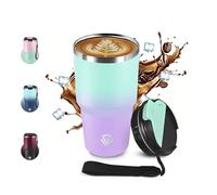 Mug Isotherme 600ml 20oz, Thermo Café Réutilisable Acier Inoxydable 304, Tasse Isotherme sans BPA, Tasse Thermos Double Paroi, Tumbler pour École, Sport, Bureau, Gym, Yoga, Camping, Randonnée