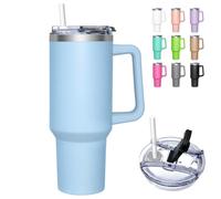 Mug Isotherme avec 2-en-1 Couvercle, 1180ML Gobelet avec Paille et Poignée | Tasse Isotherme en Acier Inoxydable,Tumbler avec Pailles Acier&Plastique,Boissons Chaudes et Froides