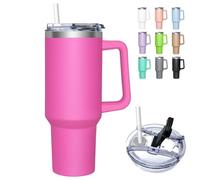 Mug Isotherme avec 2-en-1 Couvercle, 1180ML Gobelet avec Paille et Poignée | Tasse Isotherme en Acier Inoxydable,Tumbler avec Pailles Acier&Plastique,Boissons Chaudes et Froides