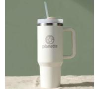 Mug Isotherme avec Paille et Poignée 1,18 L - Gourde Isotherme Inox Double Paroi - Gobelet Thermique Grande Capacité - Maintien Chaud et Froid - Compatible Porte-Gobelet Voiture - Planette