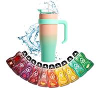 Mug isotherme avec paille et poignée 1.2L XXL en inox + 10 sticks Boléro 9g | Idéal pour le sport, le bureau | Bicolore Vert Orange