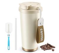 Mug isotherme etanche 530 ml, tasse isotherme pour cafe en acier inox 316/304, gobelet isotherme type tasse thermos cafe avec couvercle et paille