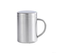 Mug isotherme résistant à la rouille avec design double couche et couvercle anti-déversement pour voyage, travail, école, argent 400 ml (300 ml)