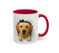 Mug Labrador Sable Effet Mur Cassé - Tasse Chien 3D Trompe-l’œil - Cadeau O | Size 11oz, Couleur Red