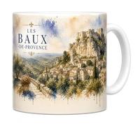 Mug Les Baux-de-Provence Aquarelle - Joyau Perché de Provence - 330 ml