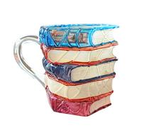 Mug Livre Peint, 300ML Mug Livres Empilés En Vitrail, Novelty Livres Empilés Amoureux De La Littérature Mugs Avec Anses Isolante, 3D Effet Livre Empilé Mugs À Thé Lait, Pour Les Amoureux Des L-ivres