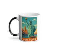 Mug Magique Thermo Réactif 325 ml New York Statue de la Liberté skyline rétro - Tasse à Café Révélation au Chaud