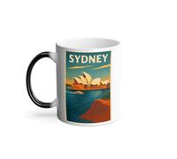 Mug Magique Thermo Réactif 325 ml Opéra de Sydney voyage rétro Australie - Tasse à Café Révélation au Chaud