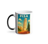 Mug Magique Thermo Réactif 325 ml Tour de Pise voyage vintage Italie - Tasse à Café Révélation au Chaud