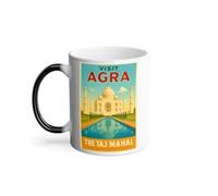 Mug Magique Thermo Réactif 325 ml Visit Agra The Taj Mahal voyage vintage - Tasse à Café Révélation au Chaud